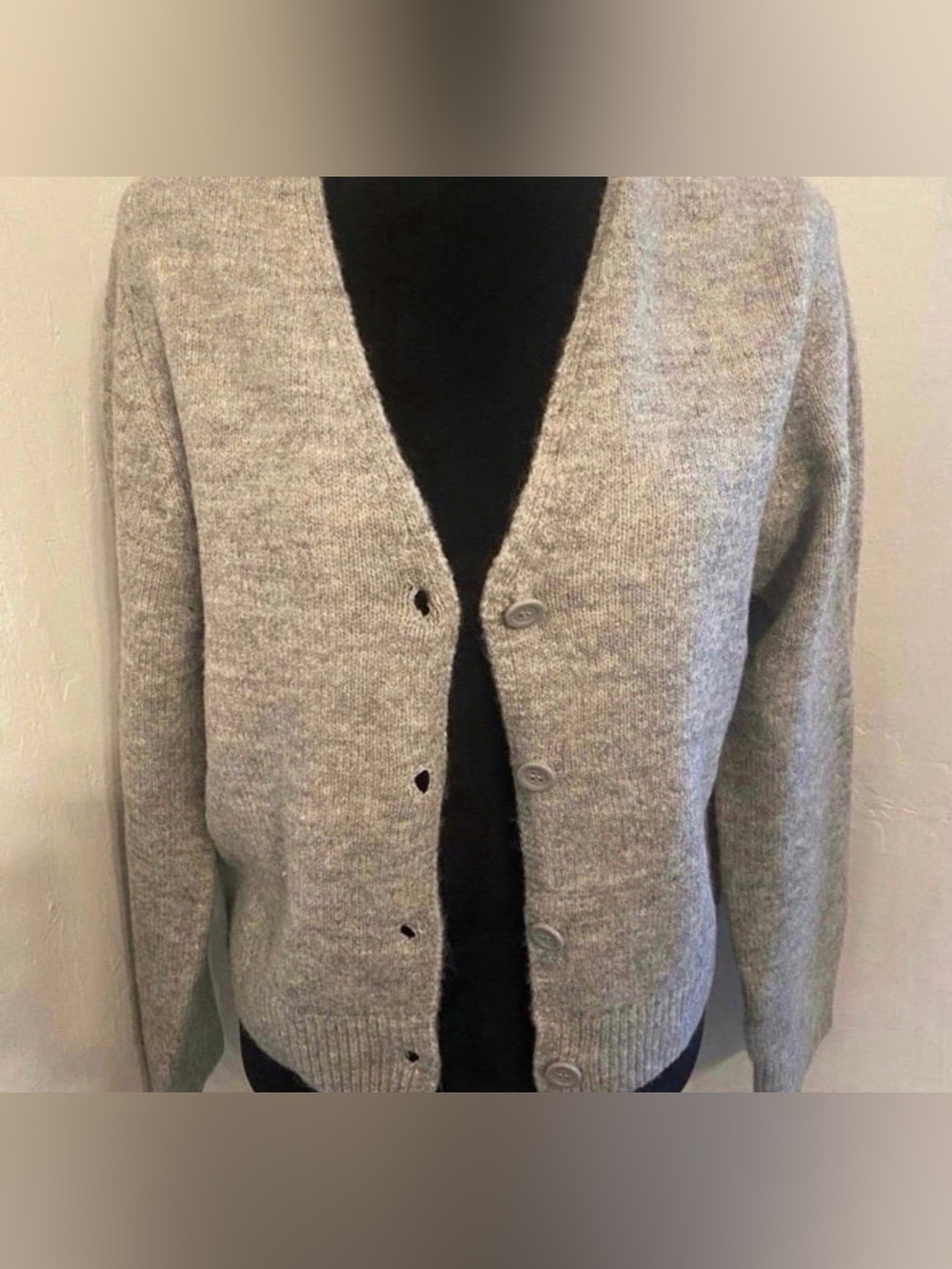 Women’s Classic Grey V-Neck Button Cardigan Sweater - (Size XS)